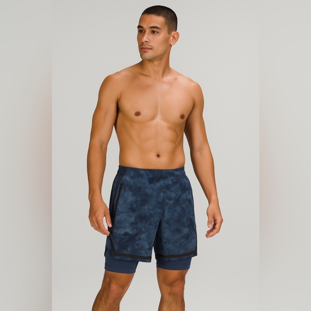 Lululemon Blue Tie-Dye 2-in-1 Training Shorts Size M
